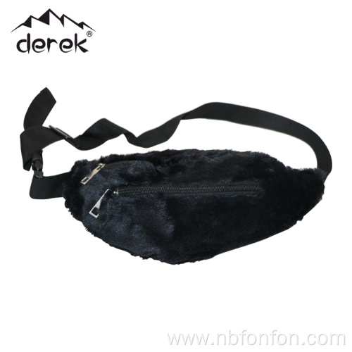 One shoulder waist pack crossbody bag single zipper waist pack short plush waist pack